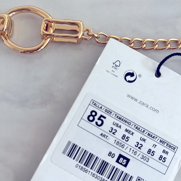 Zara LOVE CHARM GOLD BELT size 32 - Picture 11 of 11